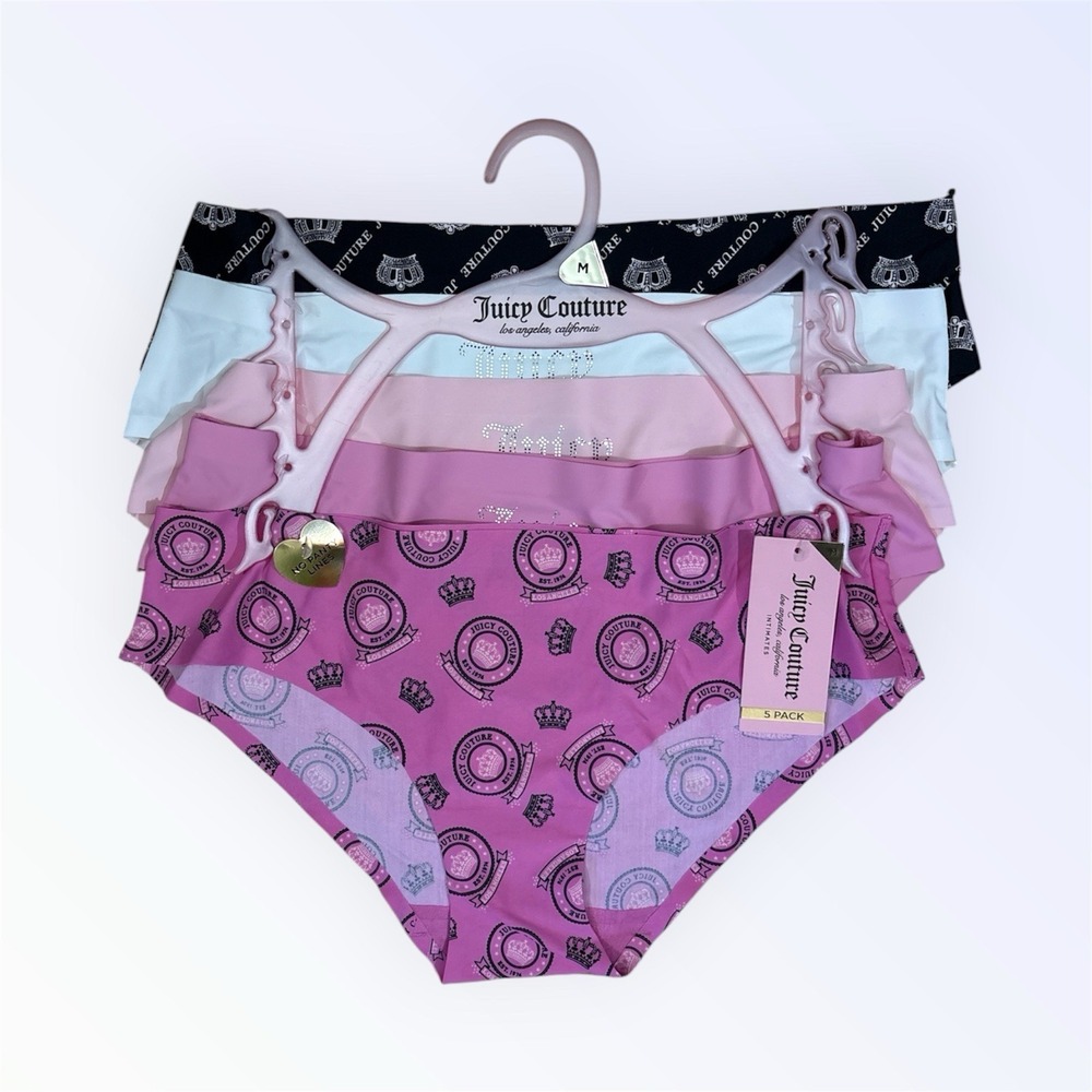Juicy Couture Womens 5-Pack L Bikini Panties No Panty Lines Assorted MEDIUM